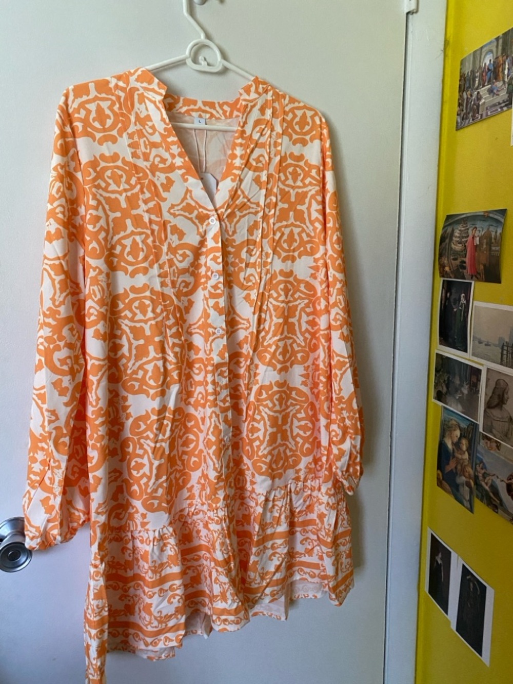 Orange and White Printed Tunic Dress